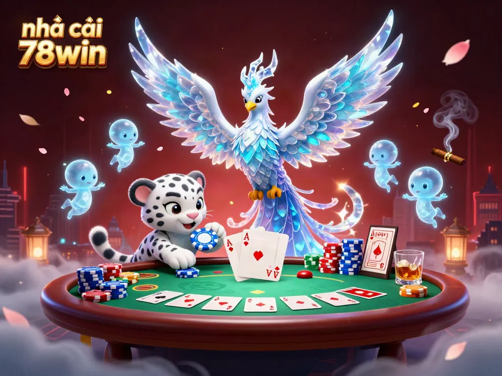 Experience thrilling gameplay at nhà cái 78win with vivid ice phoenix and poker elements.
