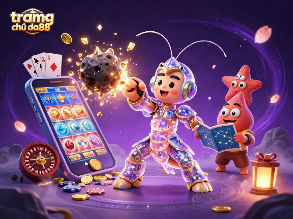 Experience big wins at tramg chủ da88 with a vibrant 3D gambling scene featuring unique characters and games.