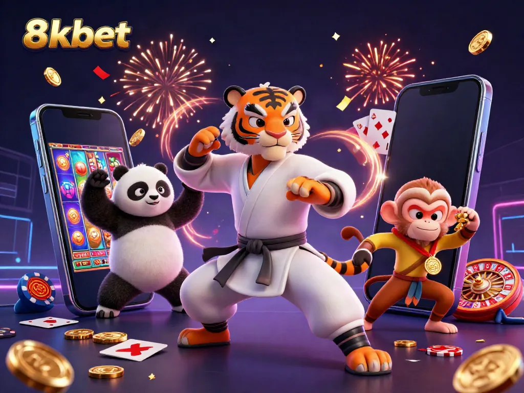 Experience thrilling gaming action with 8xbet, featuring dynamic characters and vibrant casino elements.